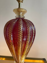 Load image into Gallery viewer, Barovier & Toso Red and Gold Murano Glass Table Lamp, 1950s