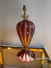 Load image into Gallery viewer, Barovier & Toso Red and Gold Murano Glass Table Lamp, 1950s