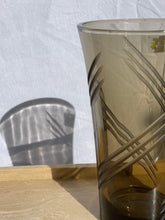 Load image into Gallery viewer, Smokey Glass Vase - etched pattern
