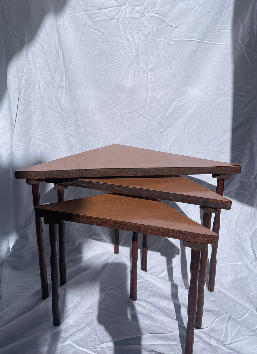 Mid Century Triangular Nesting Tables - Set of 3