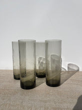 Load image into Gallery viewer, Vintage Smokey Etched Tall Glasses
