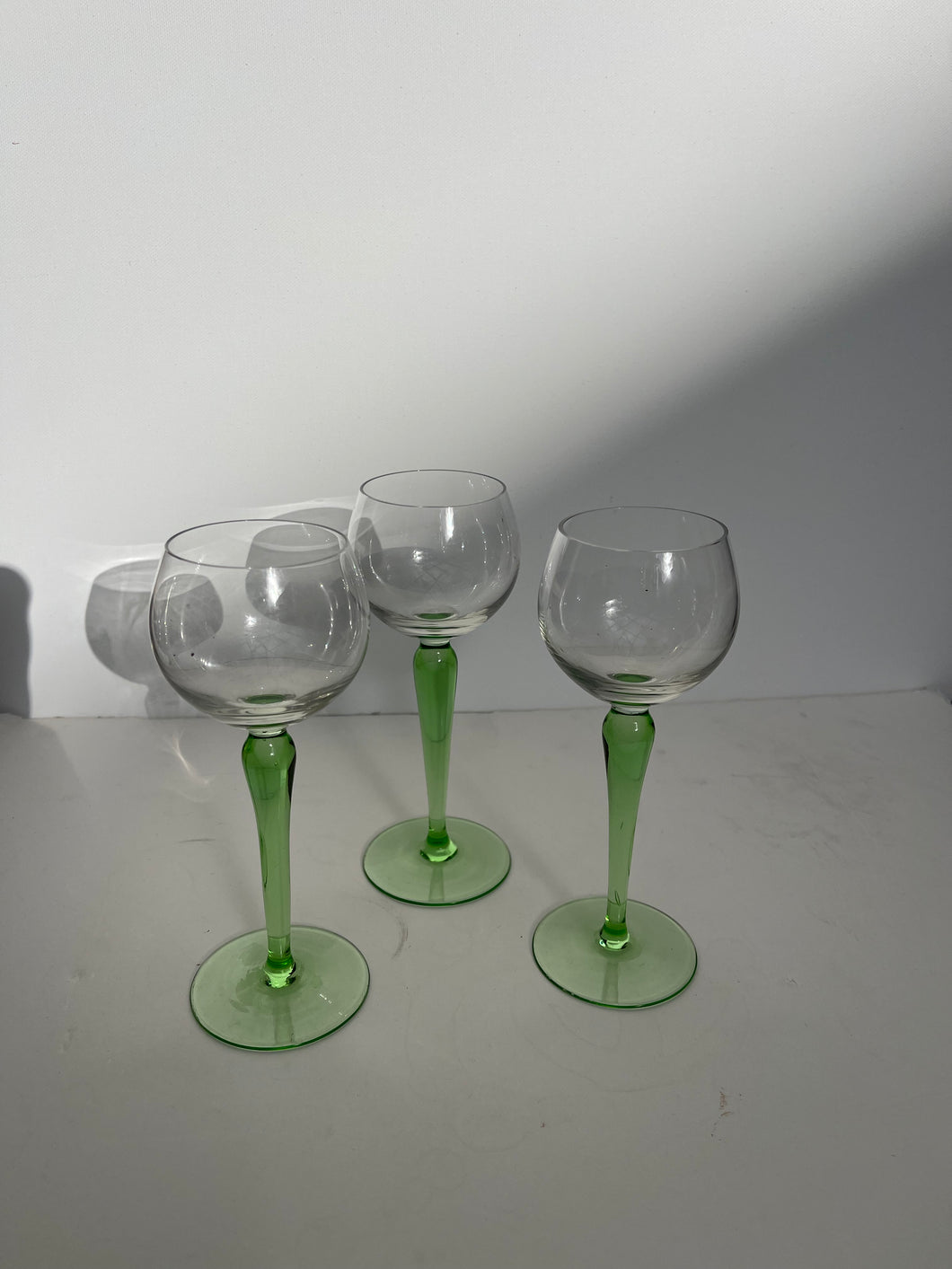 Tall Green Stemmed Glasses - 3