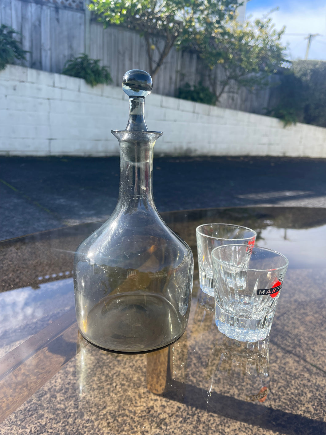 Vintage Mid Century Smoked Glass Decanter