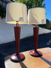 Load image into Gallery viewer, Tall Mahogony Wooden Lamps - pair
