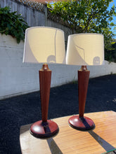 Load image into Gallery viewer, Tall Mahogony Wooden Lamps - pair
