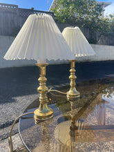 Load image into Gallery viewer, Brass Lamp with Pleat Shade (Pair)
