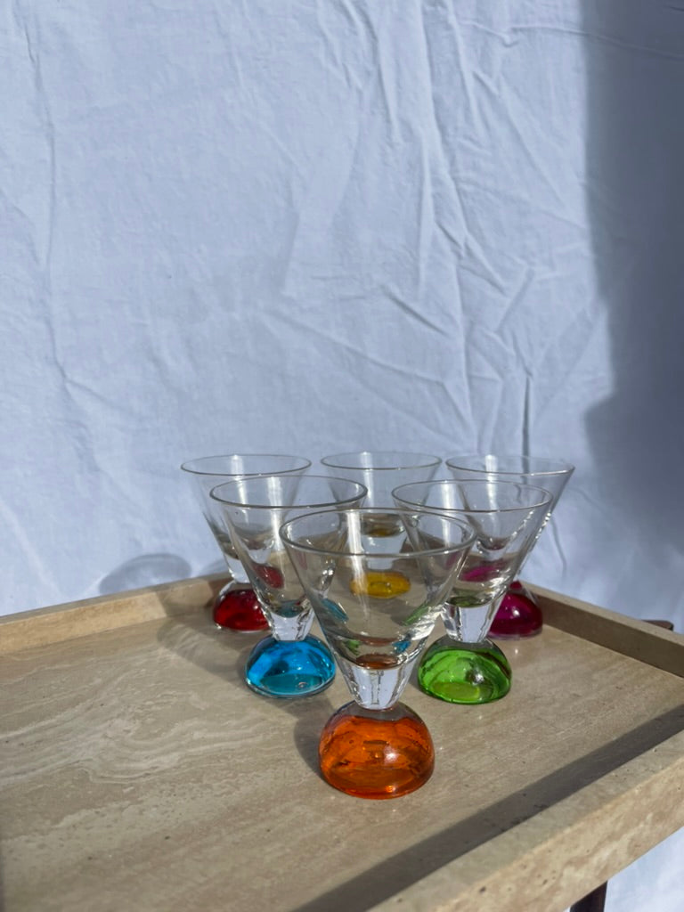 Vintage Coloured Ball Shot Glasses - 6