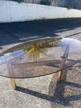 Load image into Gallery viewer, Gold Round Brass &amp; Smokey Table
