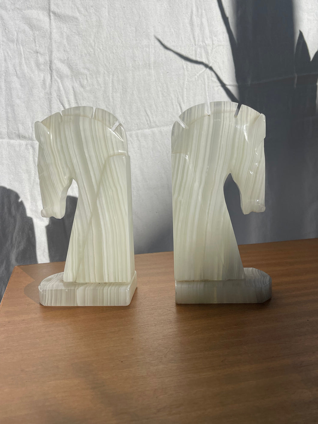 1970's Onyx Horse Head Bookends - Pair