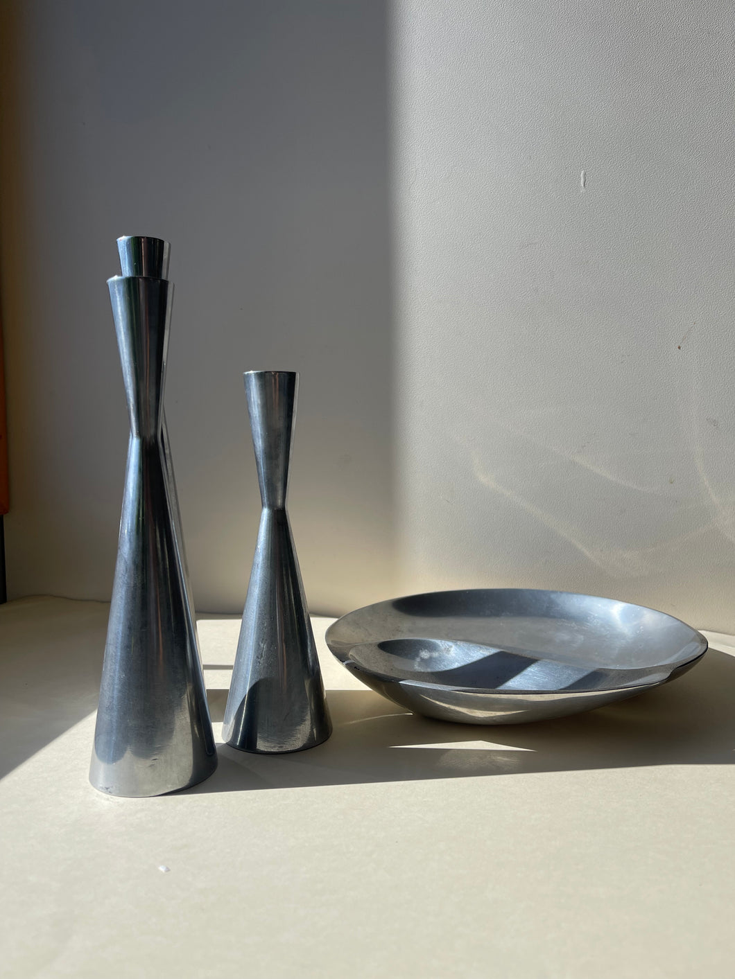 Mid-century Metal Candleholders (Set of 3)
