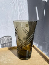 Load image into Gallery viewer, Smokey Glass Vase - etched pattern

