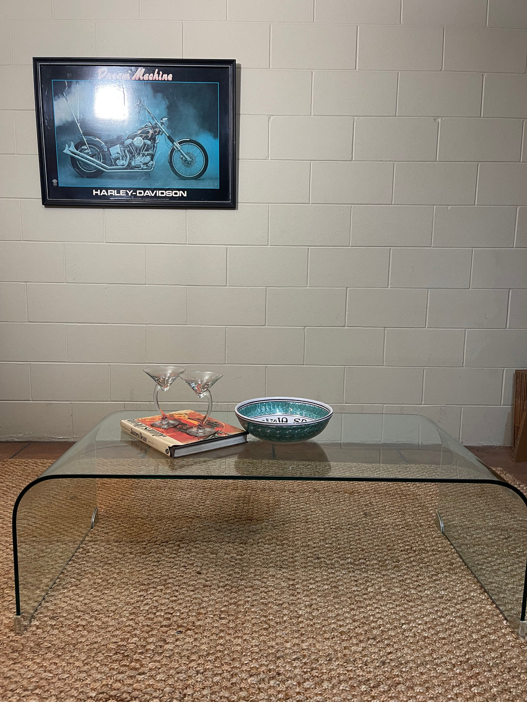 Mid-century Waterfall Glass Table