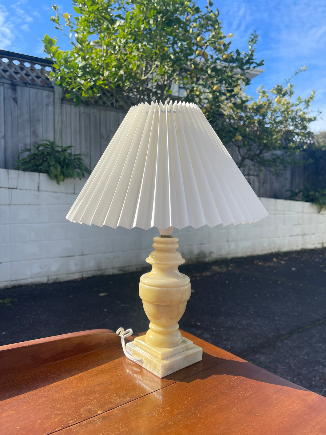 Marble Lamp with pleated shade