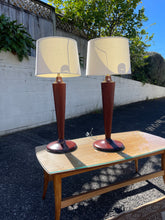 Load image into Gallery viewer, Tall Mahogony Wooden Lamps - pair
