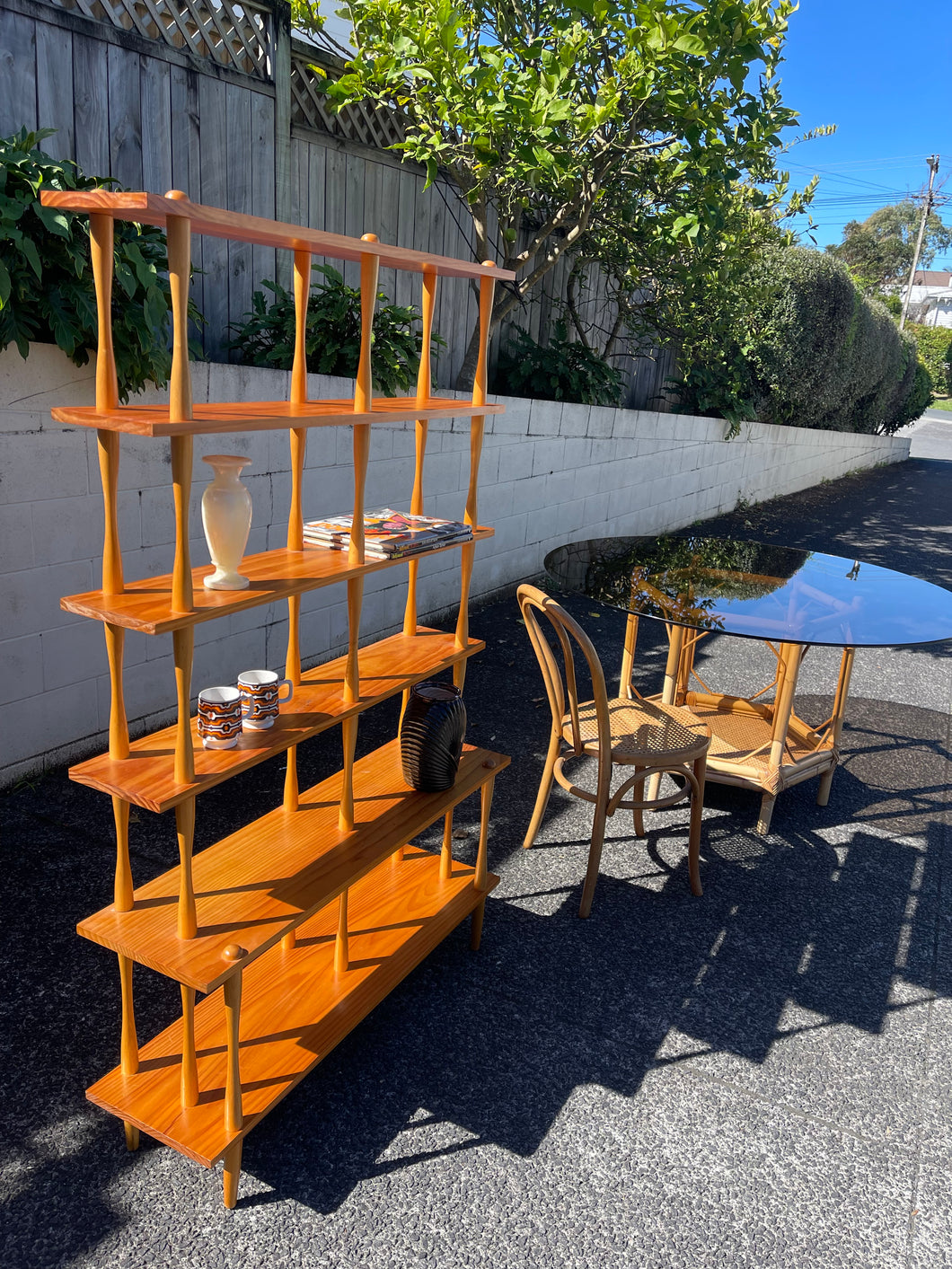 Mid Century Wooden Spindle Shelves