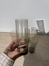 Load image into Gallery viewer, Vintage Smokey Etched Tall Glasses
