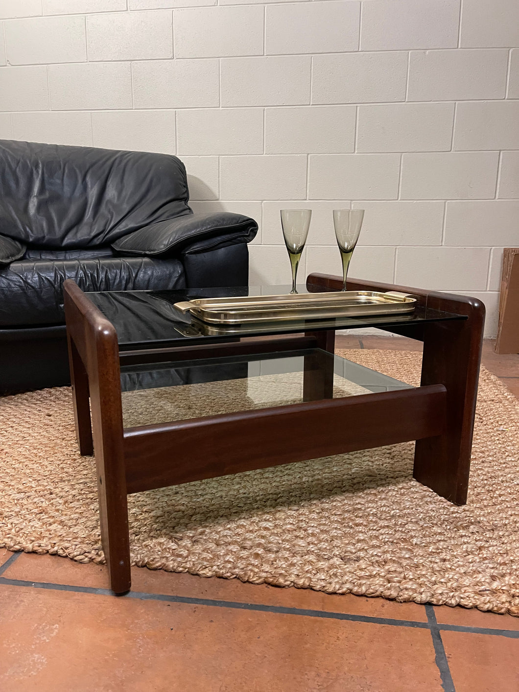 1970’s Style Smoked Glass Small Coffee Table