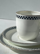 Load image into Gallery viewer, Checkered China Cups &amp; Saucers - set of 3
