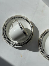 Load image into Gallery viewer, Checkered China Cups &amp; Saucers - set of 3
