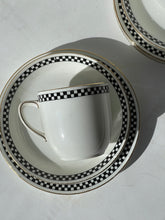 Load image into Gallery viewer, Checkered China Cups &amp; Saucers - set of 3
